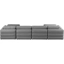  Manufacturer Color_Grey -- Beckham 152" Grey Linen Textured Fabric Upholstered 6 pc Modular Sectional IMAGE 3