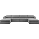  Manufacturer Color_Grey -- Beckham 152" Grey Linen Textured Fabric Upholstered 6 pc Modular Sectional IMAGE 5