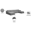  Manufacturer Color_Grey -- Beckham 152" Grey Linen Textured Fabric Upholstered 6 pc Modular Sectional IMAGE 9