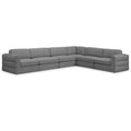  Manufacturer Color_Grey -- Beckham 152" Grey Linen Textured Fabric Upholstered 6 pc Modular Sectional IMAGE 1