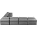  Manufacturer Color_Grey -- Beckham 152" Grey Linen Textured Fabric Upholstered 6 pc Modular Sectional IMAGE 3