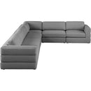  Manufacturer Color_Grey -- Beckham 152" Grey Linen Textured Fabric Upholstered 6 pc Modular Sectional IMAGE 4