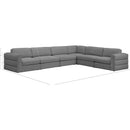  Manufacturer Color_Grey -- Beckham 152" Grey Linen Textured Fabric Upholstered 6 pc Modular Sectional IMAGE 9