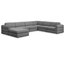  Manufacturer Color_Grey -- Beckham 152" Grey Linen Textured Fabric Upholstered 7 pc Modular Sectional IMAGE 1