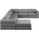  Manufacturer Color_Grey -- Beckham 152" Grey Linen Textured Fabric Upholstered 7 pc Modular Sectional IMAGE 4