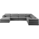  Manufacturer Color_Grey -- Beckham 152" Grey Linen Textured Fabric Upholstered 7 pc Modular Sectional IMAGE 5