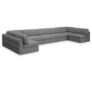  Manufacturer Color_Grey -- Beckham 190" Grey Linen Textured Fabric Upholstered 7 pc Modular Sectional IMAGE 1