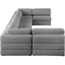  Manufacturer Color_Grey -- Beckham 190" Grey Linen Textured Fabric Upholstered 7 pc Modular Sectional IMAGE 4