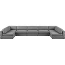 Manufacturer Color_Grey -- Beckham 190" Grey Linen Textured Fabric Upholstered 7 pc Modular Sectional IMAGE 5