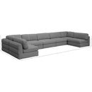  Manufacturer Color_Grey -- Beckham 190" Grey Linen Textured Fabric Upholstered 7 pc Modular Sectional IMAGE 9