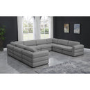  Manufacturer Color_Grey -- Beckham 152" Grey Linen Textured Fabric Upholstered 8 pc Modular Sectional IMAGE 2