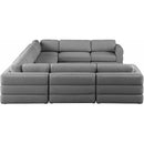  Manufacturer Color_Grey -- Beckham 152" Grey Linen Textured Fabric Upholstered 8 pc Modular Sectional IMAGE 4