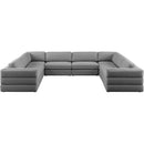  Manufacturer Color_Grey -- Beckham 152" Grey Linen Textured Fabric Upholstered 8 pc Modular Sectional IMAGE 5