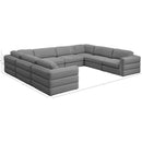  Manufacturer Color_Grey -- Beckham 152" Grey Linen Textured Fabric Upholstered 8 pc Modular Sectional IMAGE 9