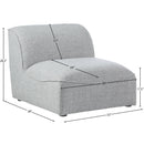 Manufacturer Color_Grey -- Miramar Grey Linen Textured Fabric Upholstered Modular Armless Chair IMAGE 8
