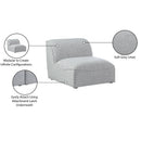  Manufacturer Color_Grey -- Miramar Grey Linen Textured Fabric Upholstered Modular Armless Chair IMAGE 9