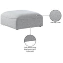 Meridian Miramar Grey Durable Linen Textured Ottoman IMAGE 6