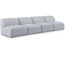  Manufacturer Color_Grey -- Miramar 132" Grey Linen Textured Fabric Upholstered 4 pc Armless Modular Sofa IMAGE 1