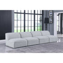  Manufacturer Color_Grey -- Miramar 132" Grey Linen Textured Fabric Upholstered 4 pc Armless Modular Sofa IMAGE 2