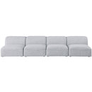  Manufacturer Color_Grey -- Miramar 132" Grey Linen Textured Fabric Upholstered 4 pc Armless Modular Sofa IMAGE 4