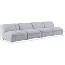  Manufacturer Color_Grey -- Miramar 132" Grey Linen Textured Fabric Upholstered 4 pc Armless Modular Sofa IMAGE 8