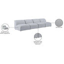  Manufacturer Color_Grey -- Miramar 132" Grey Linen Textured Fabric Upholstered 4 pc Armless Modular Sofa IMAGE 9