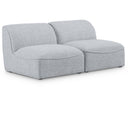  Manufacturer Color_Grey -- Miramar 66" Grey Linen Textured Fabric Upholstered 2 pc Armless Modular Loveseat IMAGE 1