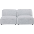  Manufacturer Color_Grey -- Miramar 66" Grey Linen Textured Fabric Upholstered 2 pc Armless Modular Loveseat IMAGE 4