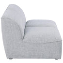  Manufacturer Color_Grey -- Miramar 66" Grey Linen Textured Fabric Upholstered 2 pc Armless Modular Loveseat IMAGE 5
