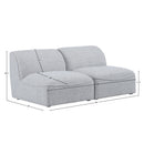  Manufacturer Color_Grey -- Miramar 66" Grey Linen Textured Fabric Upholstered 2 pc Armless Modular Loveseat IMAGE 8