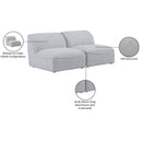  Manufacturer Color_Grey -- Miramar 66" Grey Linen Textured Fabric Upholstered 2 pc Armless Modular Loveseat IMAGE 9