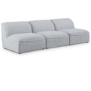  Manufacturer Color_Grey -- Miramar 99" Grey Linen Textured Fabric Upholstered 3 pc Armless Modular Sofa IMAGE 1