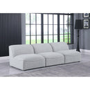  Manufacturer Color_Grey -- Miramar 99" Grey Linen Textured Fabric Upholstered 3 pc Armless Modular Sofa IMAGE 2