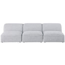  Manufacturer Color_Grey -- Miramar 99" Grey Linen Textured Fabric Upholstered 3 pc Armless Modular Sofa IMAGE 4
