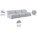  Manufacturer Color_Grey -- Miramar 99" Grey Linen Textured Fabric Upholstered 3 pc Armless Modular Sofa IMAGE 9