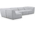  Manufacturer Color_Grey -- Miramar 142" Grey Linen Textured Fabric Upholstered 5 pc Modular Sectional IMAGE 1