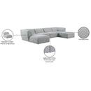  Manufacturer Color_Grey -- Miramar 142" Grey Linen Textured Fabric Upholstered 6 pc Modular Sectional IMAGE 10