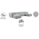 Meridian Miramar Grey Durable Linen Textured Modular Sectional IMAGE 10