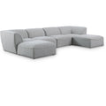  Manufacturer Color_Grey -- Miramar 142" Grey Linen Textured Fabric Upholstered 6 pc Modular Sectional IMAGE 1