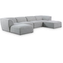  Manufacturer Color_Grey -- Miramar 142" Grey Linen Textured Fabric Upholstered 6 pc Modular Sectional IMAGE 1