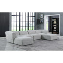  Manufacturer Color_Grey -- Miramar 142" Grey Linen Textured Fabric Upholstered 6 pc Modular Sectional IMAGE 2