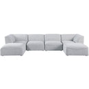  Manufacturer Color_Grey -- Miramar 142" Grey Linen Textured Fabric Upholstered 6 pc Modular Sectional IMAGE 4