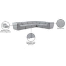  Manufacturer Color_Grey -- Miramar 142" Grey Linen Textured Fabric Upholstered 6 pc Modular Sectional IMAGE 10