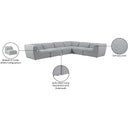 Meridian Miramar Grey Durable Linen Textured Modular Sectional IMAGE 10