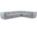  Manufacturer Color_Grey -- Miramar 142" Grey Linen Textured Fabric Upholstered 6 pc Modular Sectional IMAGE 1