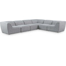  Manufacturer Color_Grey -- Miramar 142" Grey Linen Textured Fabric Upholstered 6 pc Modular Sectional IMAGE 1