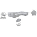  Manufacturer Color_Grey -- Miramar 142" Grey Linen Textured Fabric Upholstered 6 pc Modular Sectional IMAGE 10