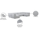 Meridian Miramar Grey Durable Linen Textured Modular Sectional IMAGE 10