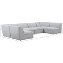  Manufacturer Color_Grey -- Miramar 142" Grey Linen Textured Fabric Upholstered 6 pc Modular Sectional IMAGE 9