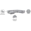  Manufacturer Color_Grey -- Miramar 142" Grey Linen Textured Fabric Upholstered 7 pc Modular Sectional IMAGE 10